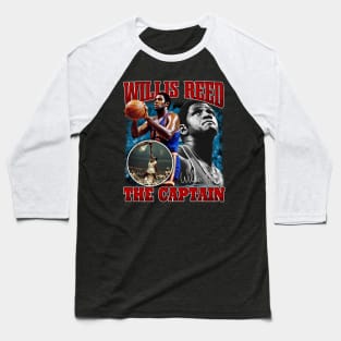 Willis Reed The Captain Basketball Legend Signature Vintage Retro 80s 90s Bootleg Rap Style Baseball T-Shirt